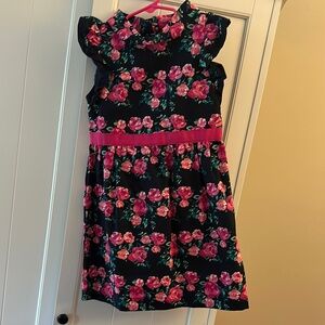 Janie and Jack Floral Kids Dress - Black and Pink